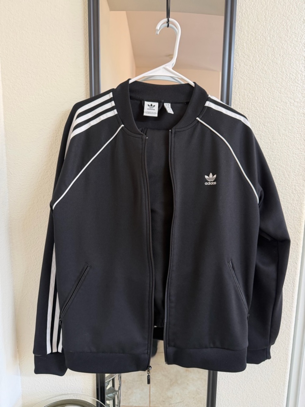 adidas Black Track Jacket & Pants with White Trefoil Tag